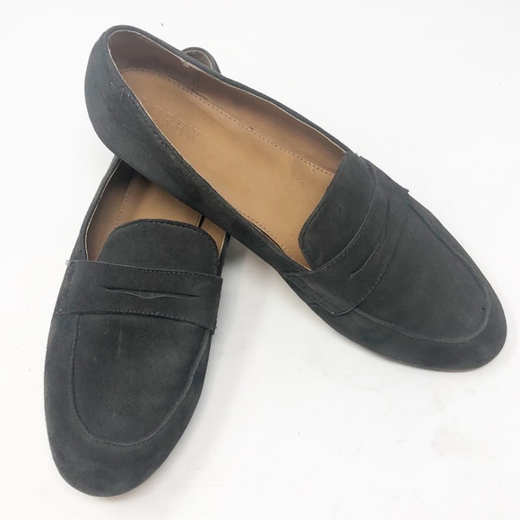J. CREW Dark Grey Suede Loafer-Size 8.5